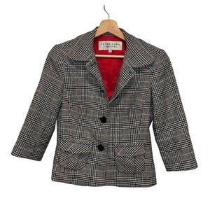 Trina Turk Womens Wool Plaid Blazer Jacket Size 6